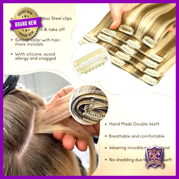 24 Inch Clip In Hair Extensions 8pcs 120g Real Human Hair Double Weft main image 6